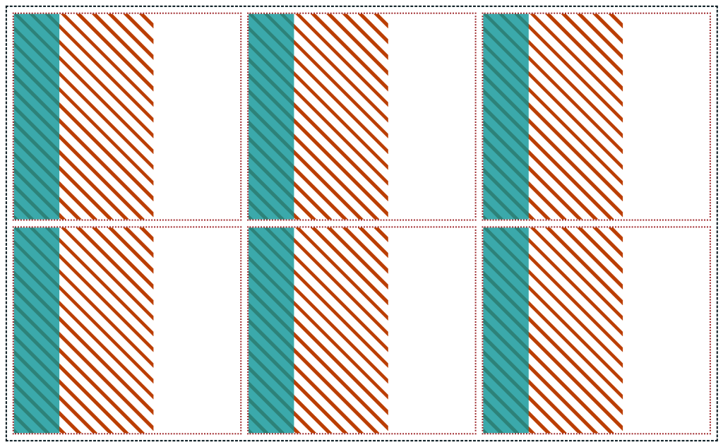 Screenshot. Both the inner container and its child have a background sized to 20cqw. However, the container query units are relative to the outer container only for the inner container, the container query units used on its child being still relative to the inner container (one fifth of its content-box width).