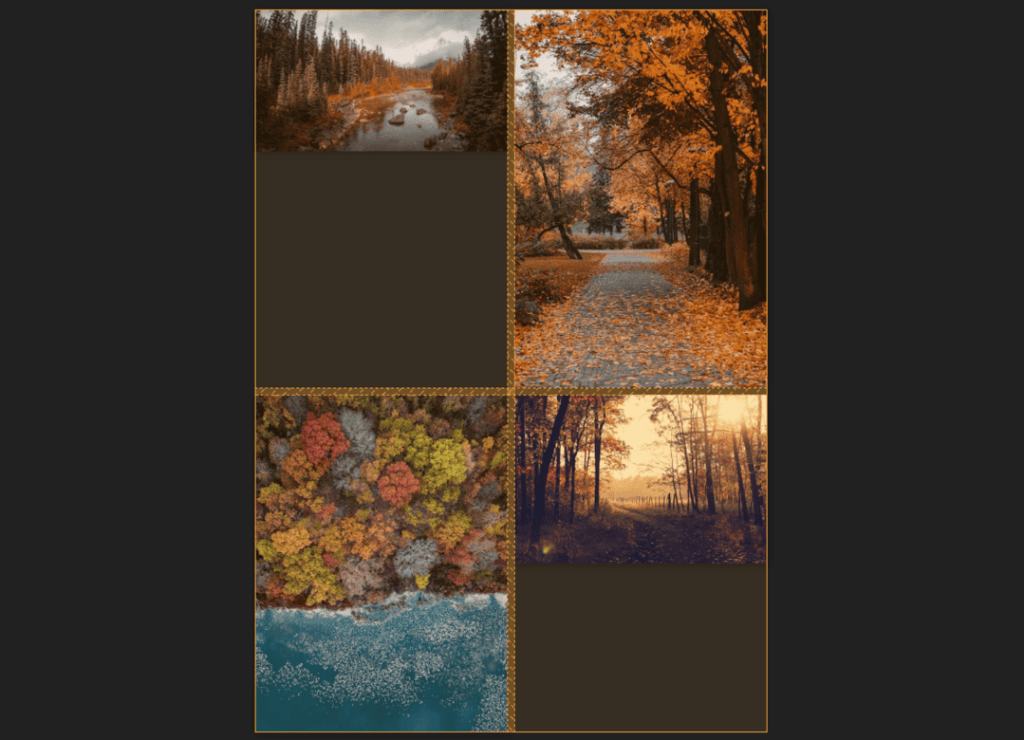 Screenshot of what the first line of code produces in a larger layout context: a 2×2 grid containing 4 non-square images, both landscape and portrait ones. They all have the same width, but the portrait ones stretch their grid rows down.