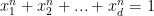 x_1^n + x_2^n + ... + x_d^n = 1